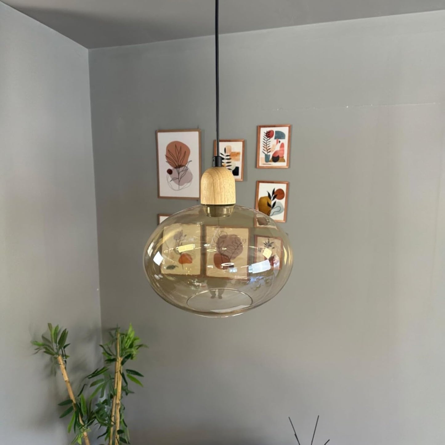 Pendelleuchte Solvia Vintage Glas, 25 cm Retro-Hängelampe