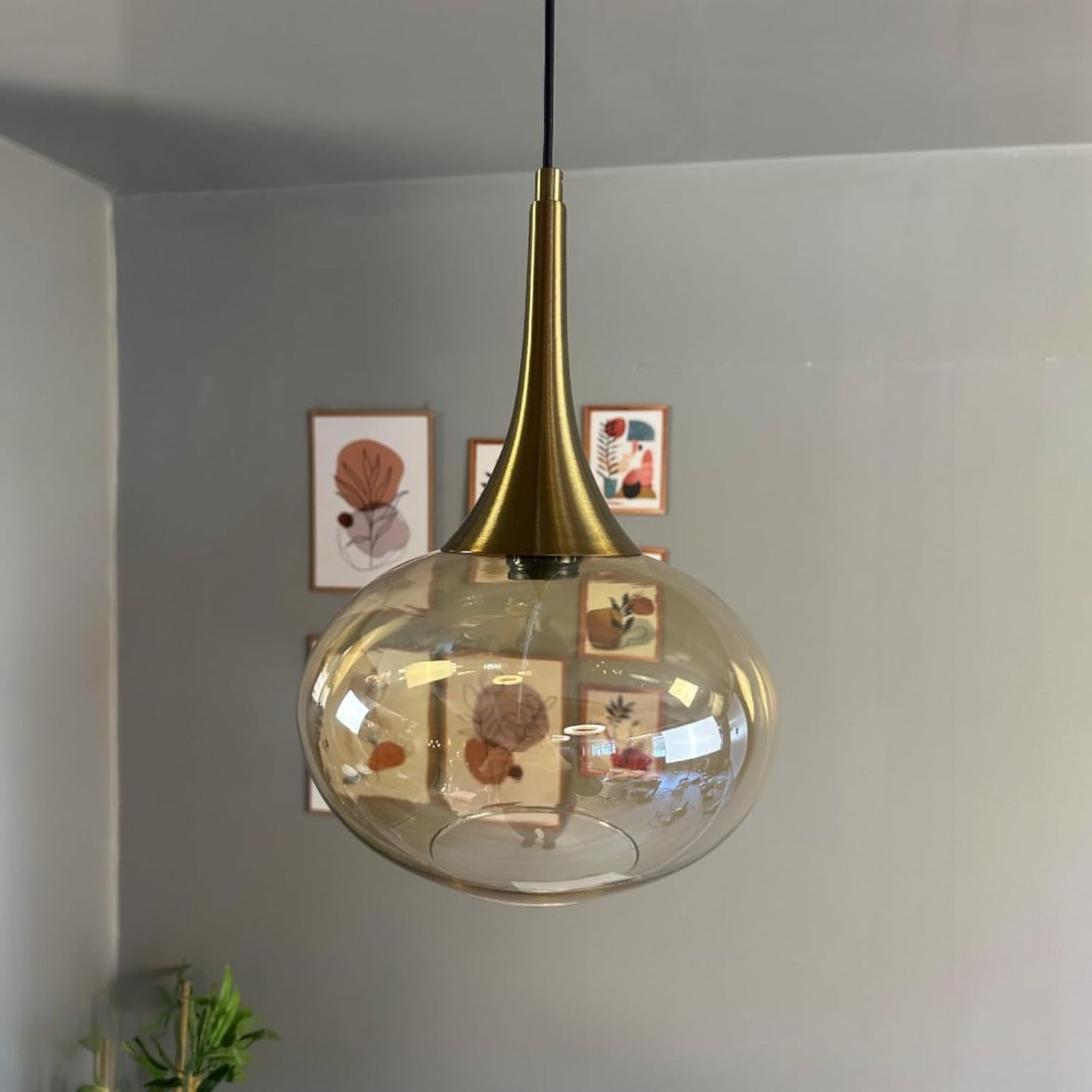 Pendelleuchte Solvia Vintage Glas, 25 cm Retro-Hängelampe