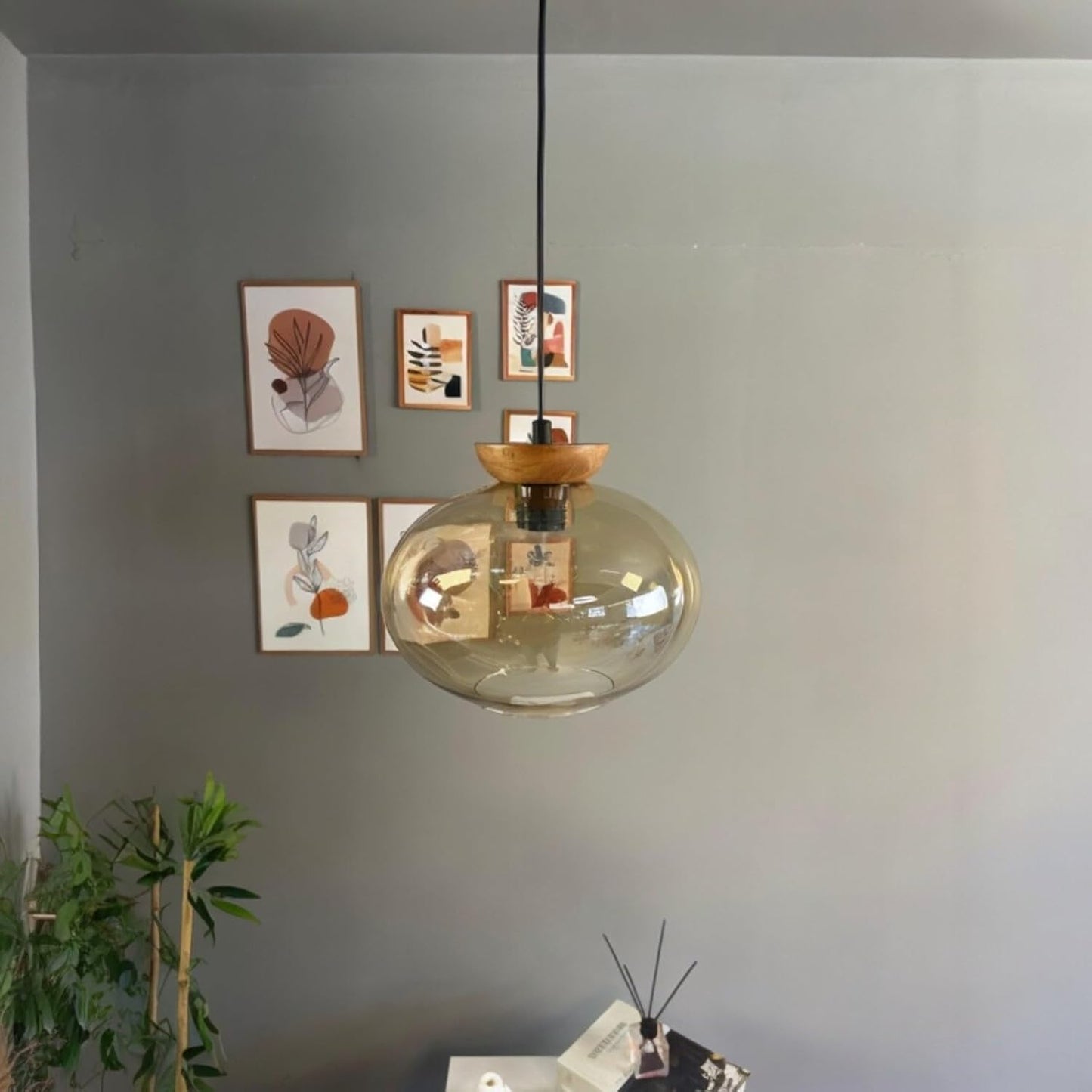 Pendelleuchte Solvia Vintage Glas, 25 cm Retro-Hängelampe