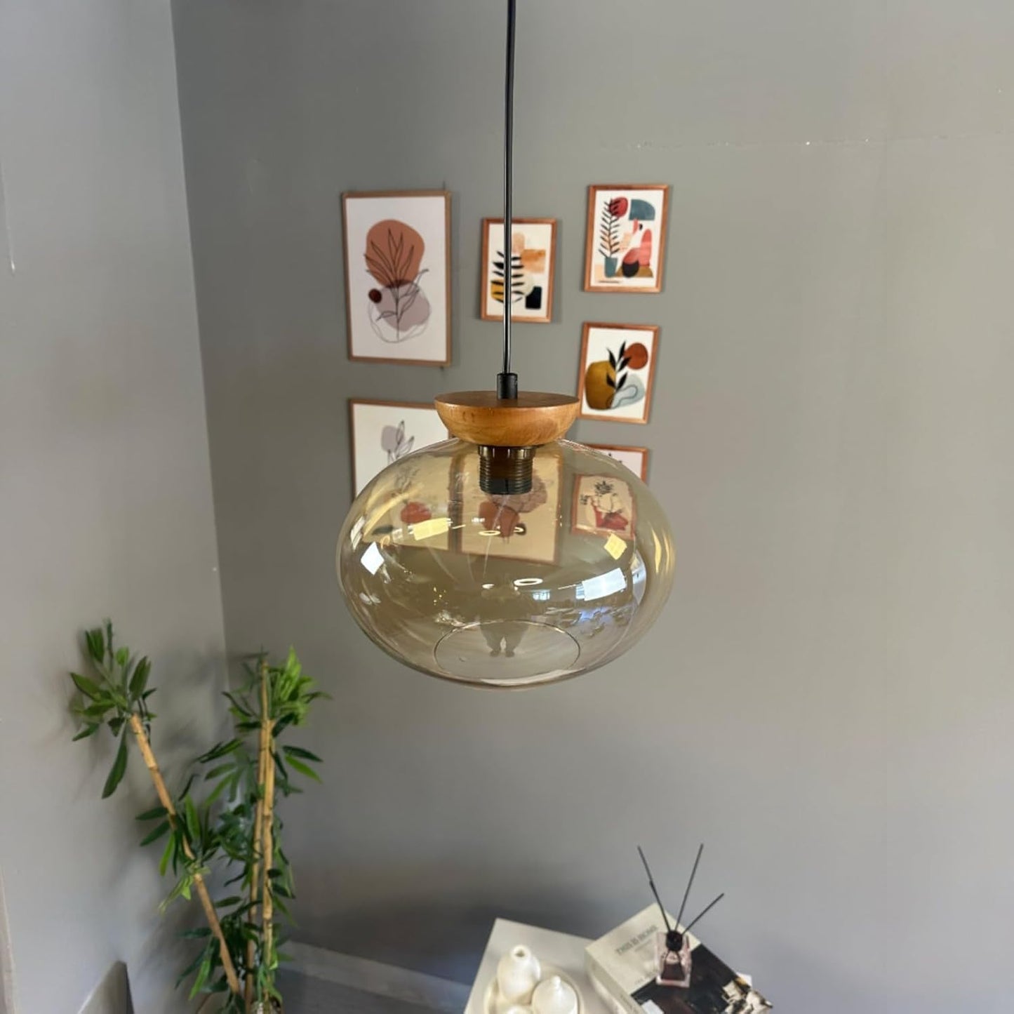 Pendelleuchte Solvia Vintage Glas, 25 cm Retro-Hängelampe