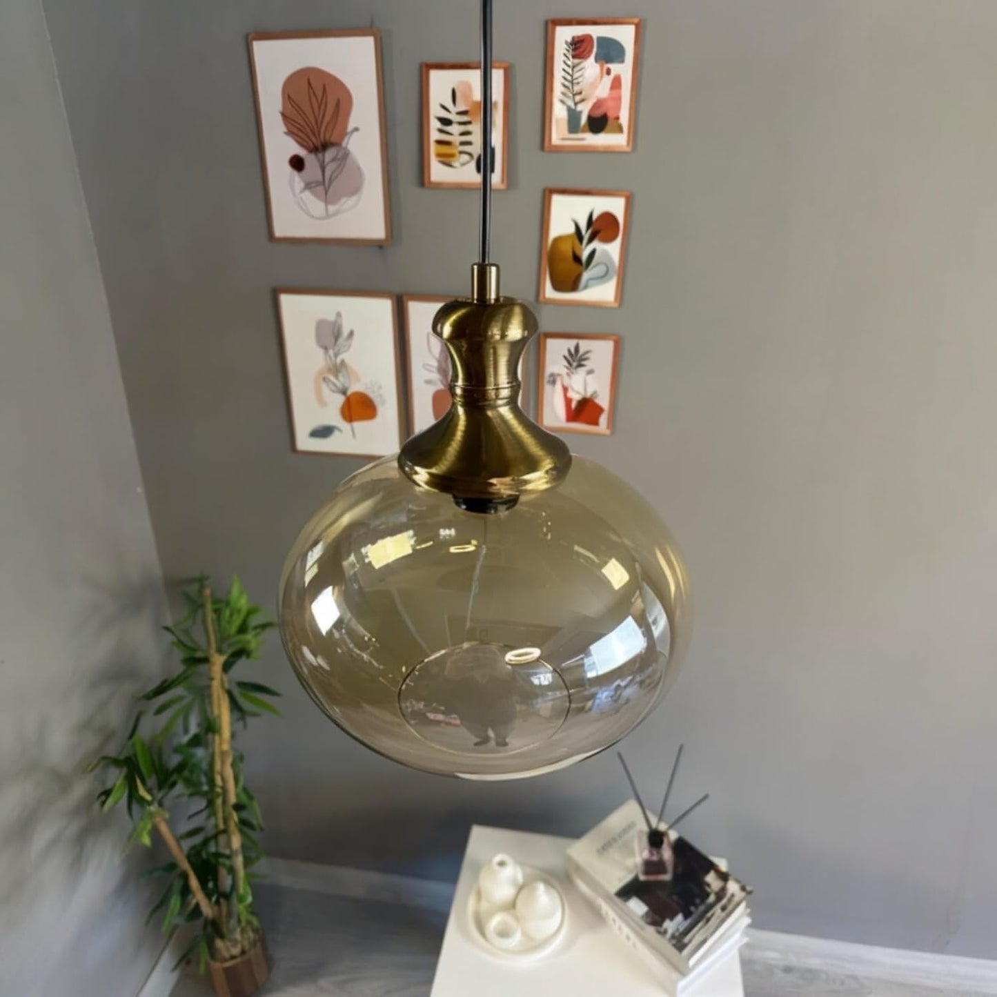 Pendelleuchte Solvia Vintage Glas, 25 cm Retro-Hängelampe