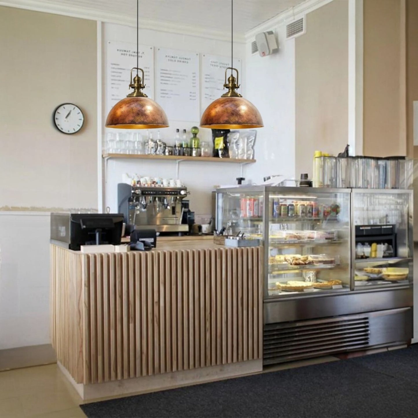 Pendelleuchte Hängelampe Kupferfarbe, E27, Handgemalt Vintage Industrial Style Lampe