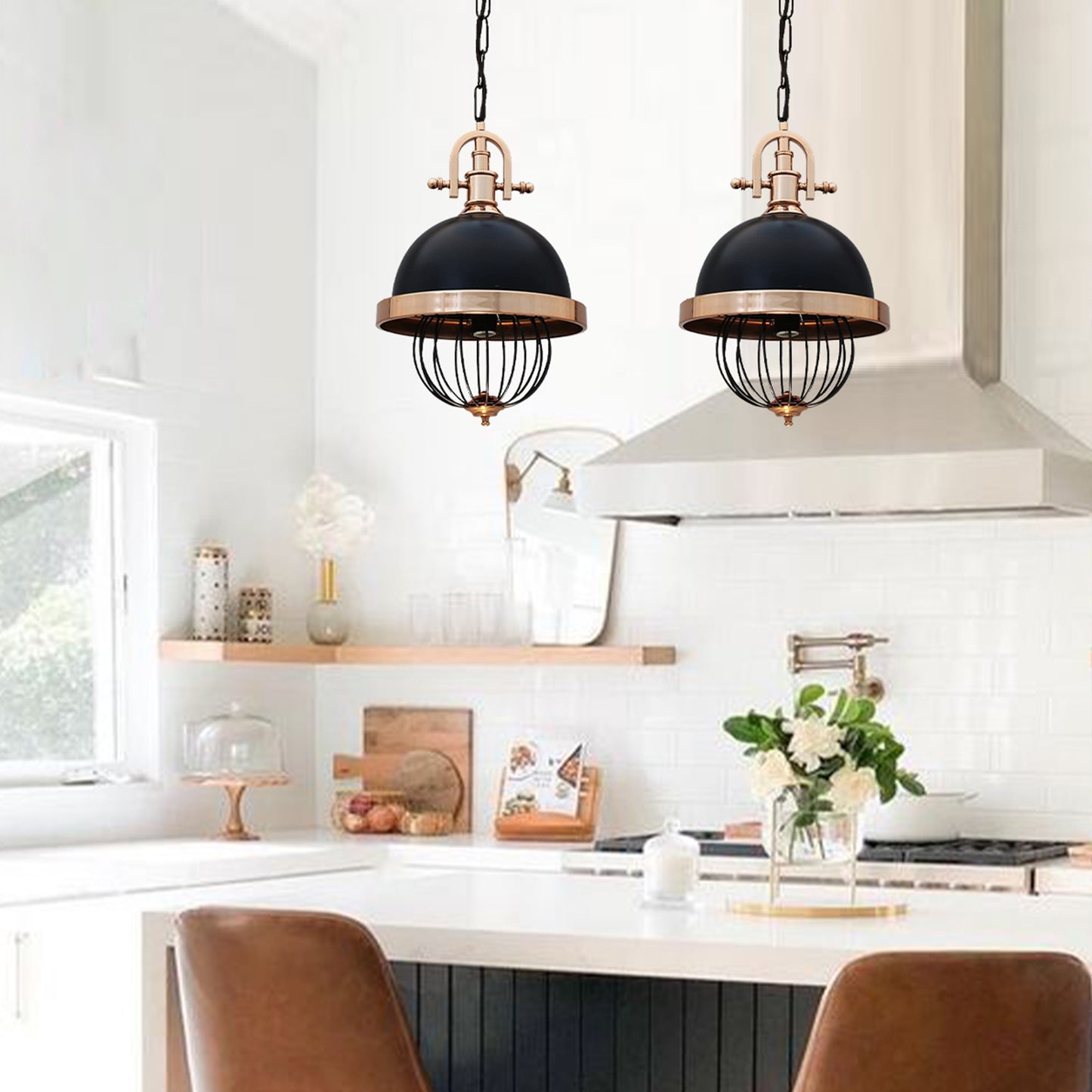 Pendelleuchte Richae Wohnzimmerlampe Hängelampe 35cm E27 Pendelleuchte Schwarz