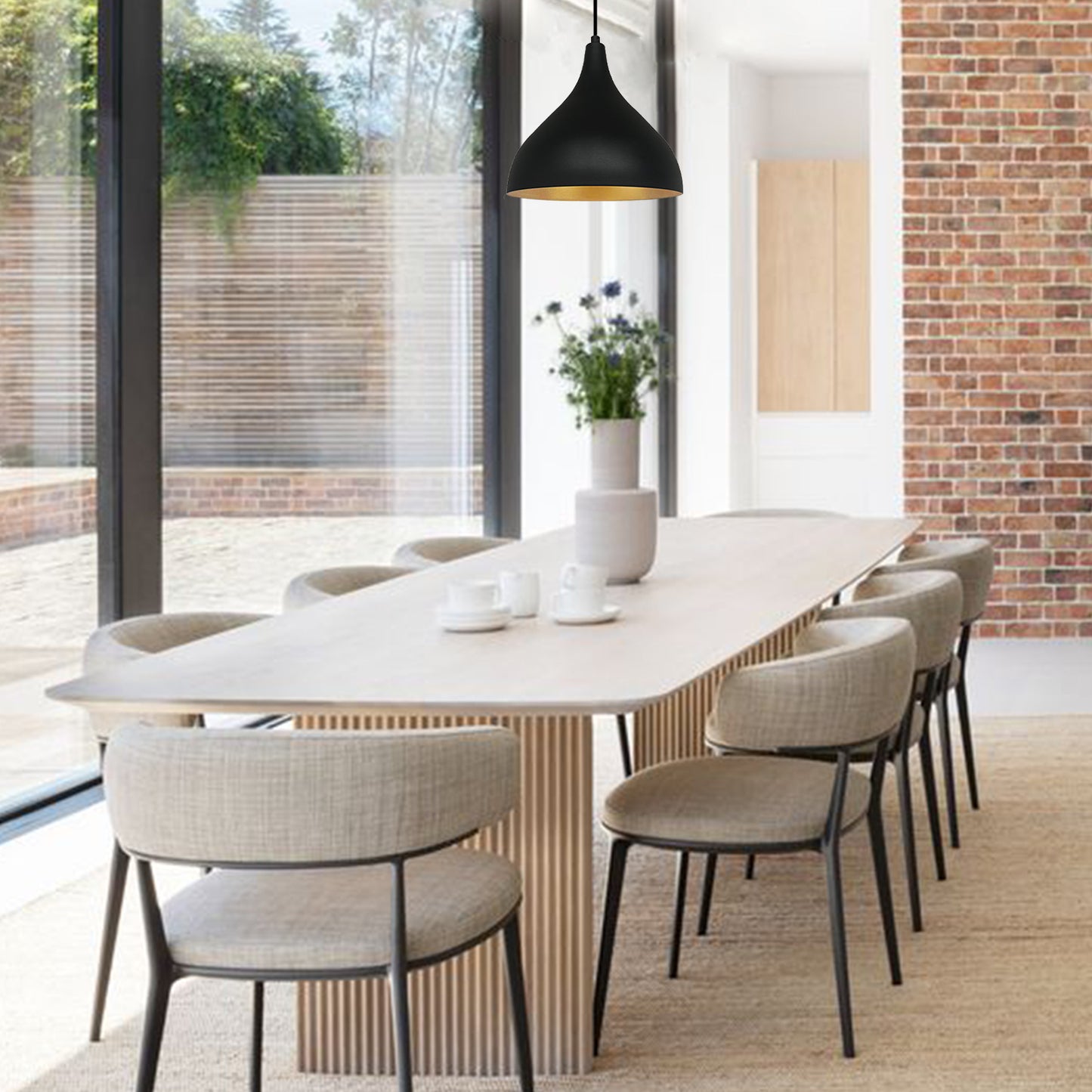 Pendelleuchte Adash Pendelleuchte Schwarz, 1 Flammige Metall Hängelampe Ø26 cm