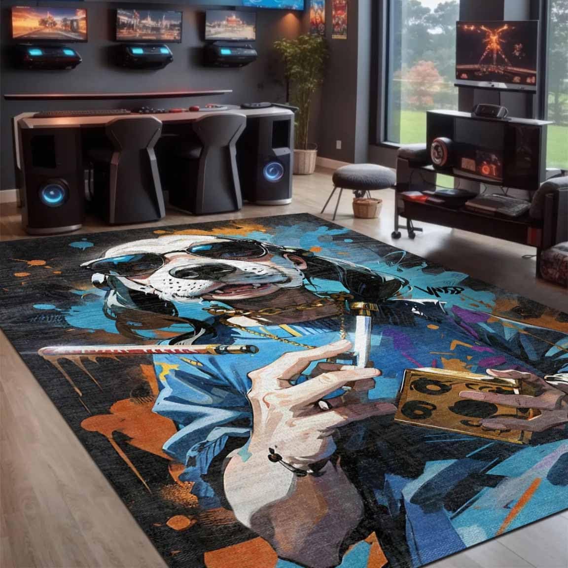 Gamer Teppich mit Snoop Motiv, Chenille Druck, maschinell gefertigt für das Gaming Zimmer