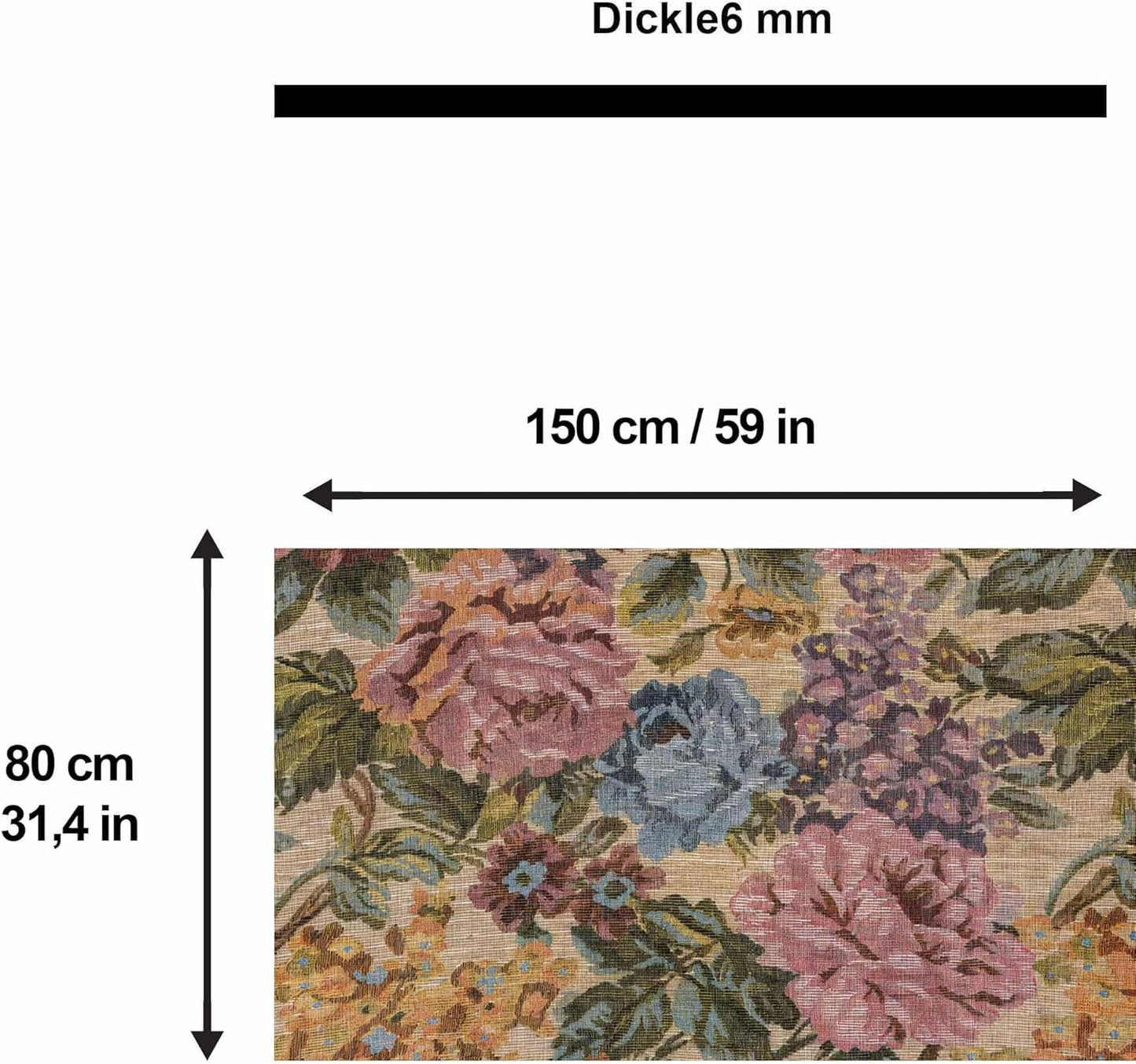 Bedruckter Teppich Molis Chenille Print Maschinell hergestellt, waschbarer Vintage-Teppich