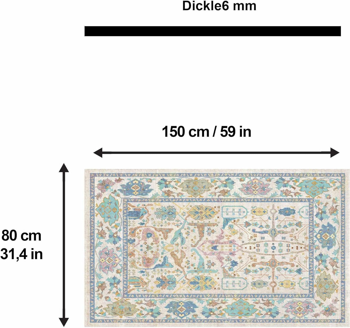 Bedruckter Teppich Sunse Chenille Print Maschinell hergestellt, waschbarer Vintage-Teppich