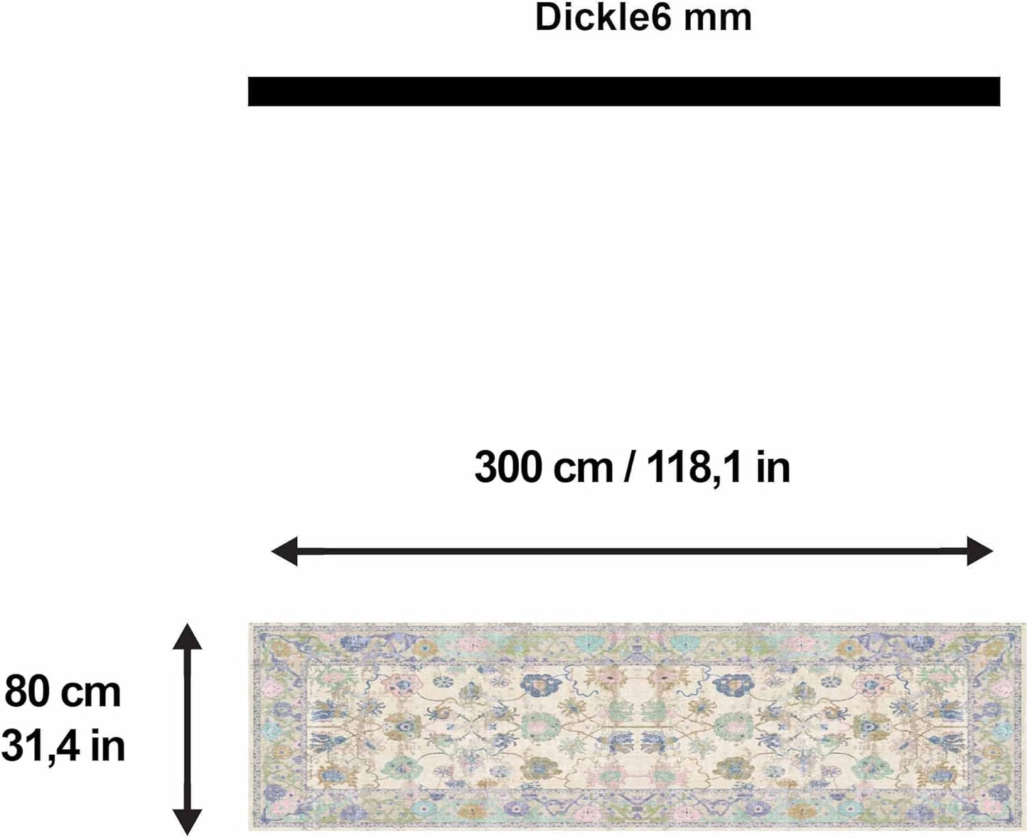 Bedruckter Teppich Simay Chenille Print Maschinell hergestellt, waschbarer Vintage-Teppich