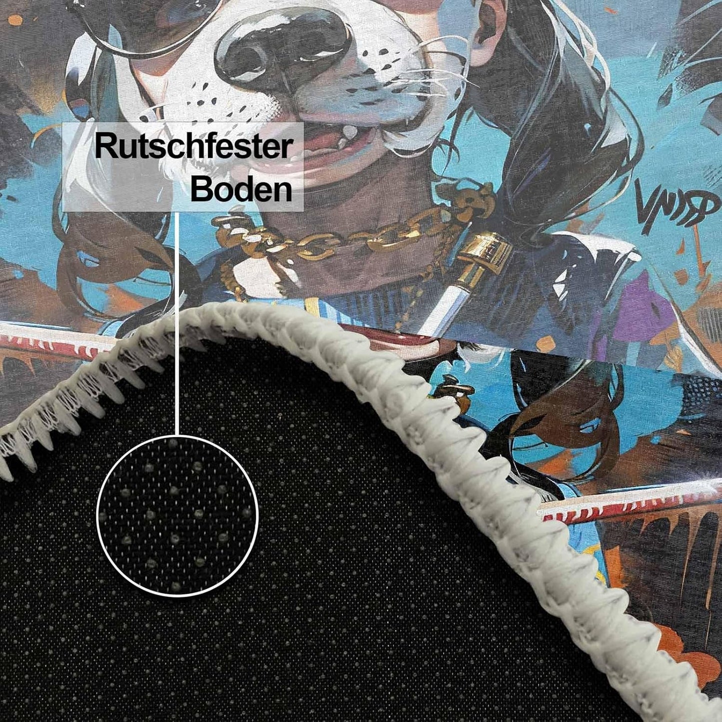 Gamer Teppich mit Snoop Motiv, Chenille Druck, maschinell gefertigt für das Gaming Zimmer