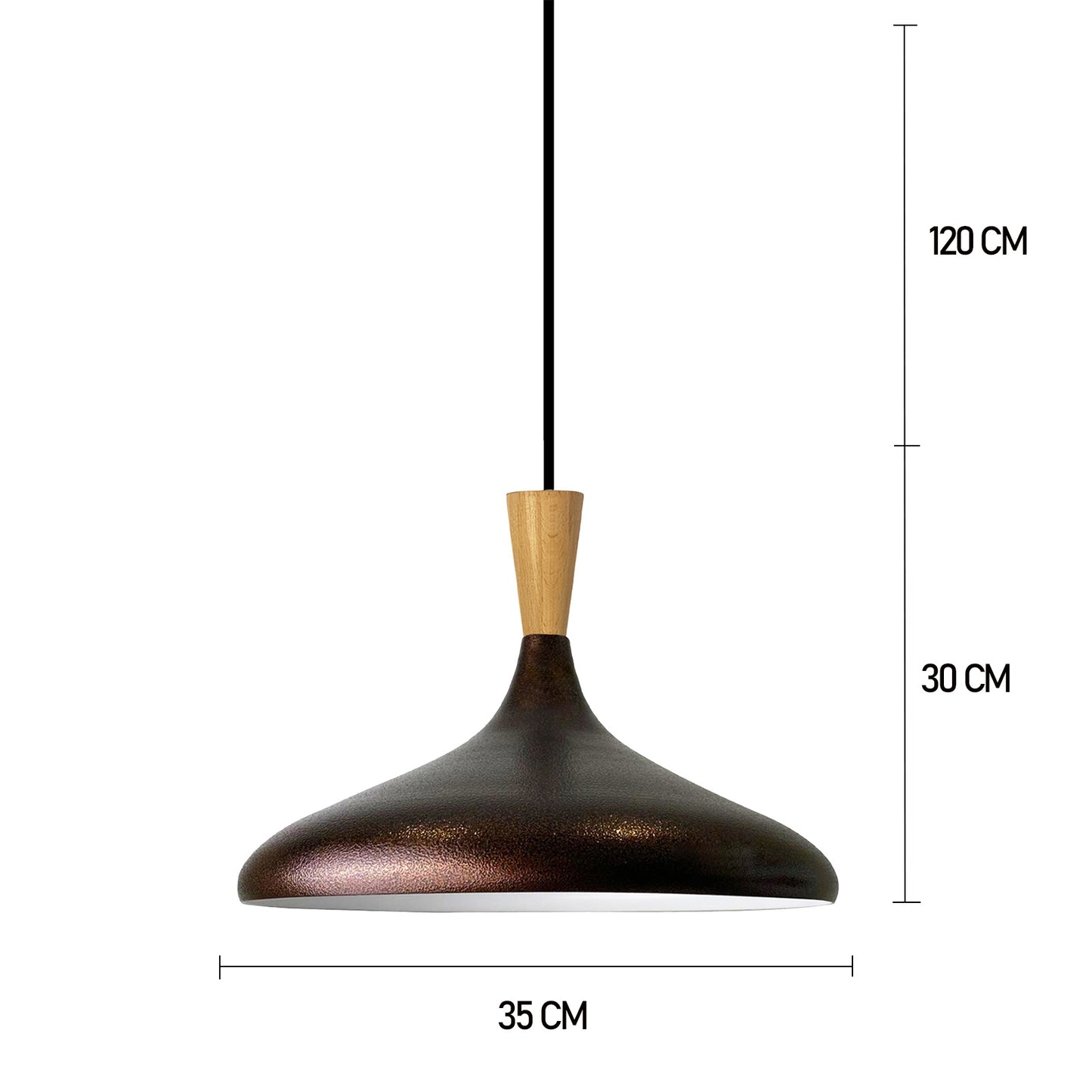 Champion Pendelleuchte aus Holz, 35 cm Hängelampe Metall E27 Moderne Lampe