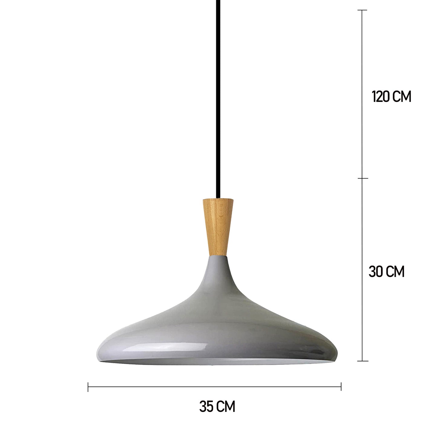 Champion Pendelleuchte aus Holz, 35 cm Hängelampe Metall E27 Moderne Lampe