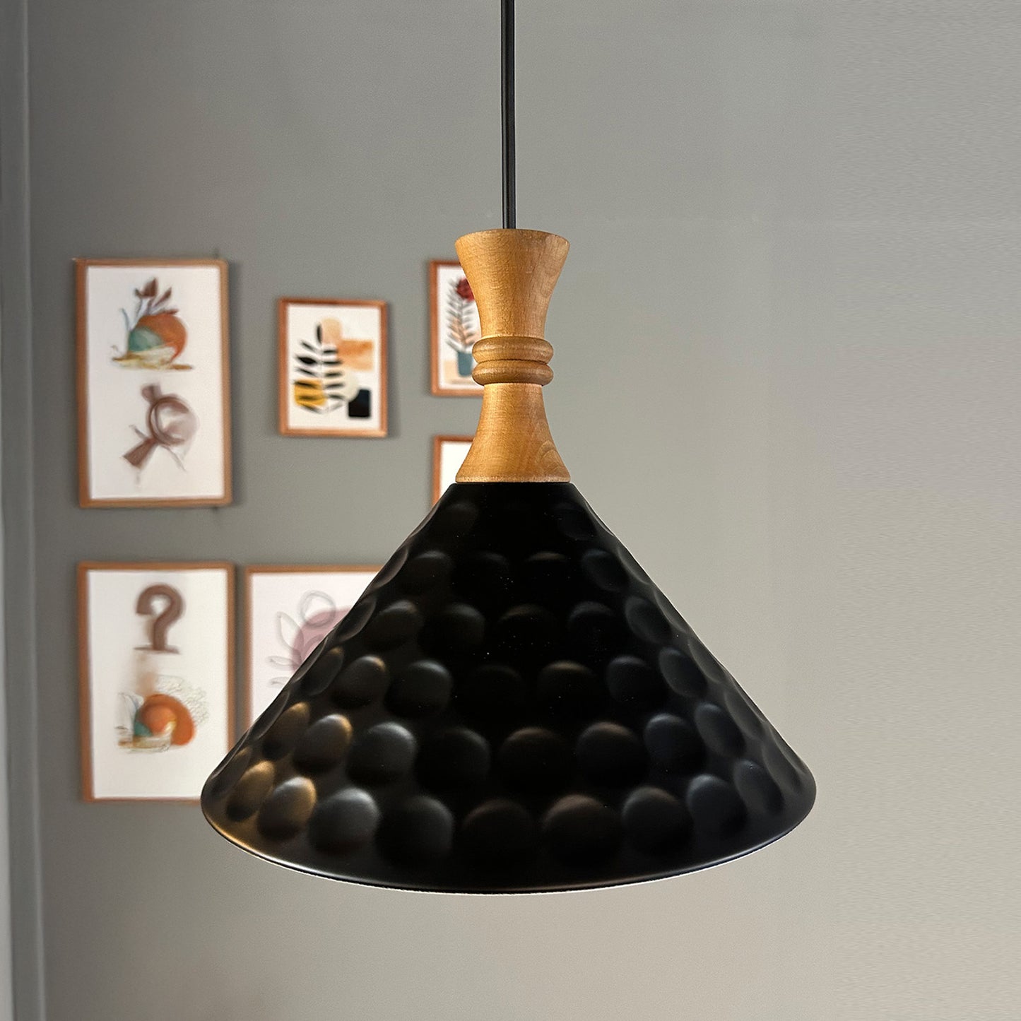 Rummy Pendelleuchte aus Holz, 24 cm Hängelampe Metall E27