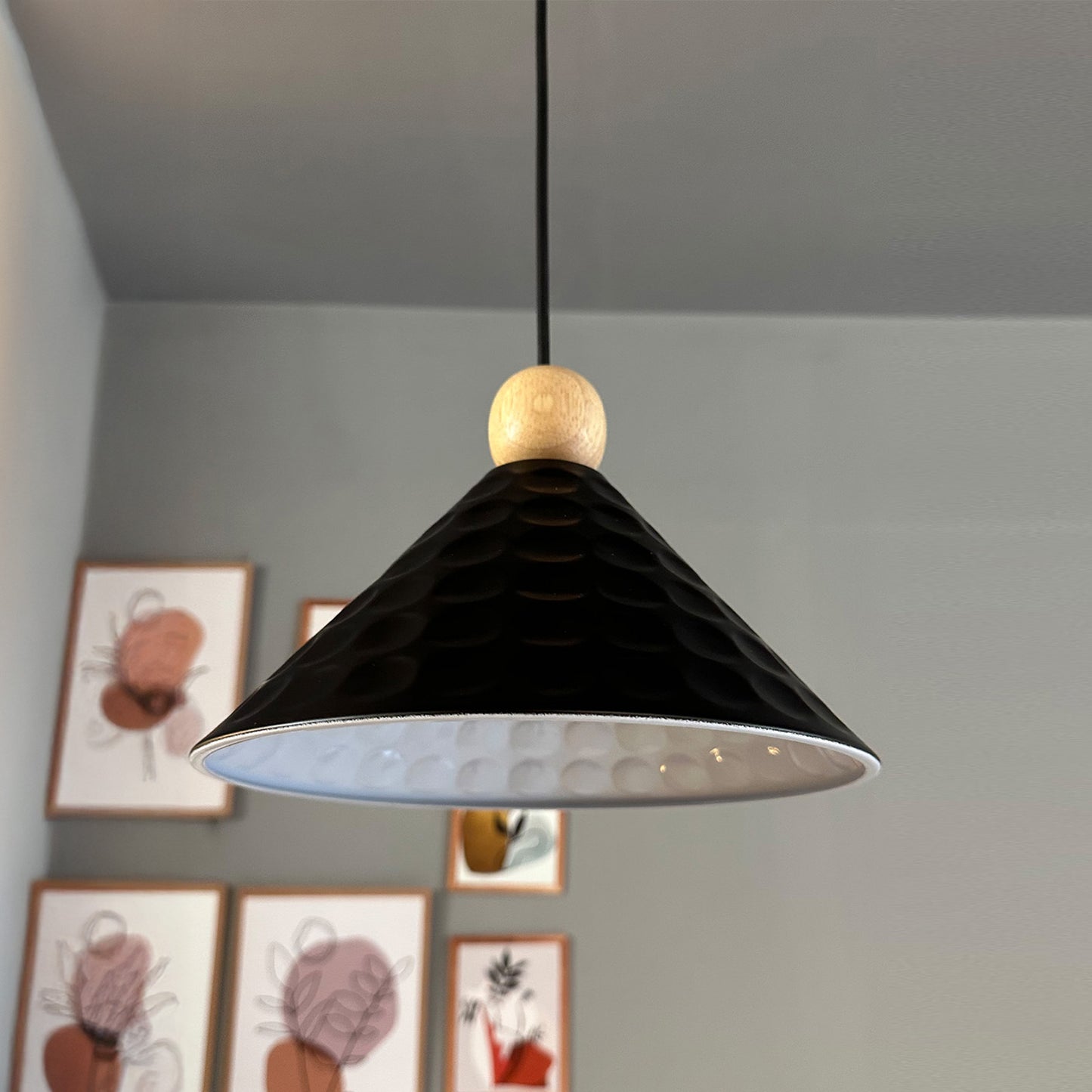 Rummy Pendelleuchte aus Holz, 24 cm Hängelampe Metall E27
