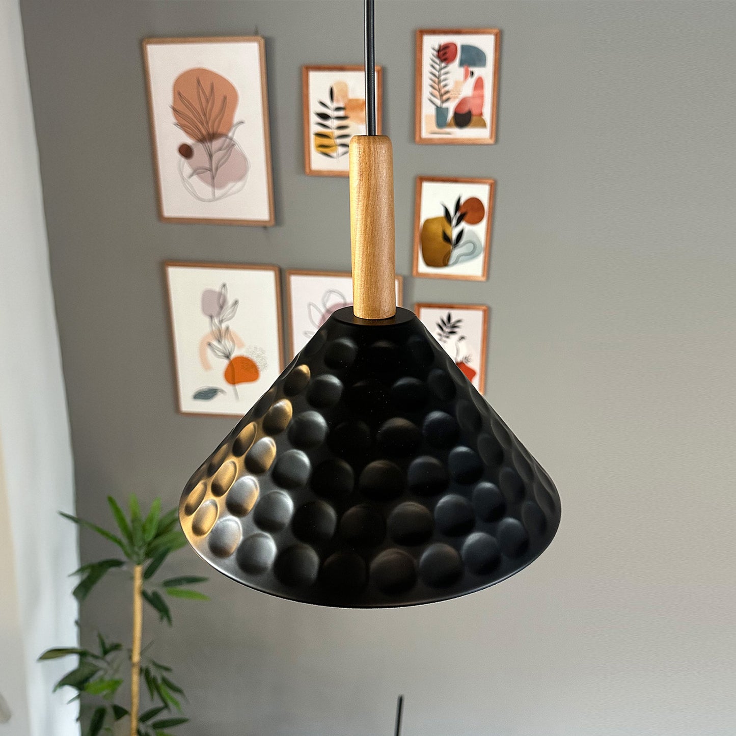 Rummy Pendelleuchte aus Holz, 24 cm Hängelampe Metall E27