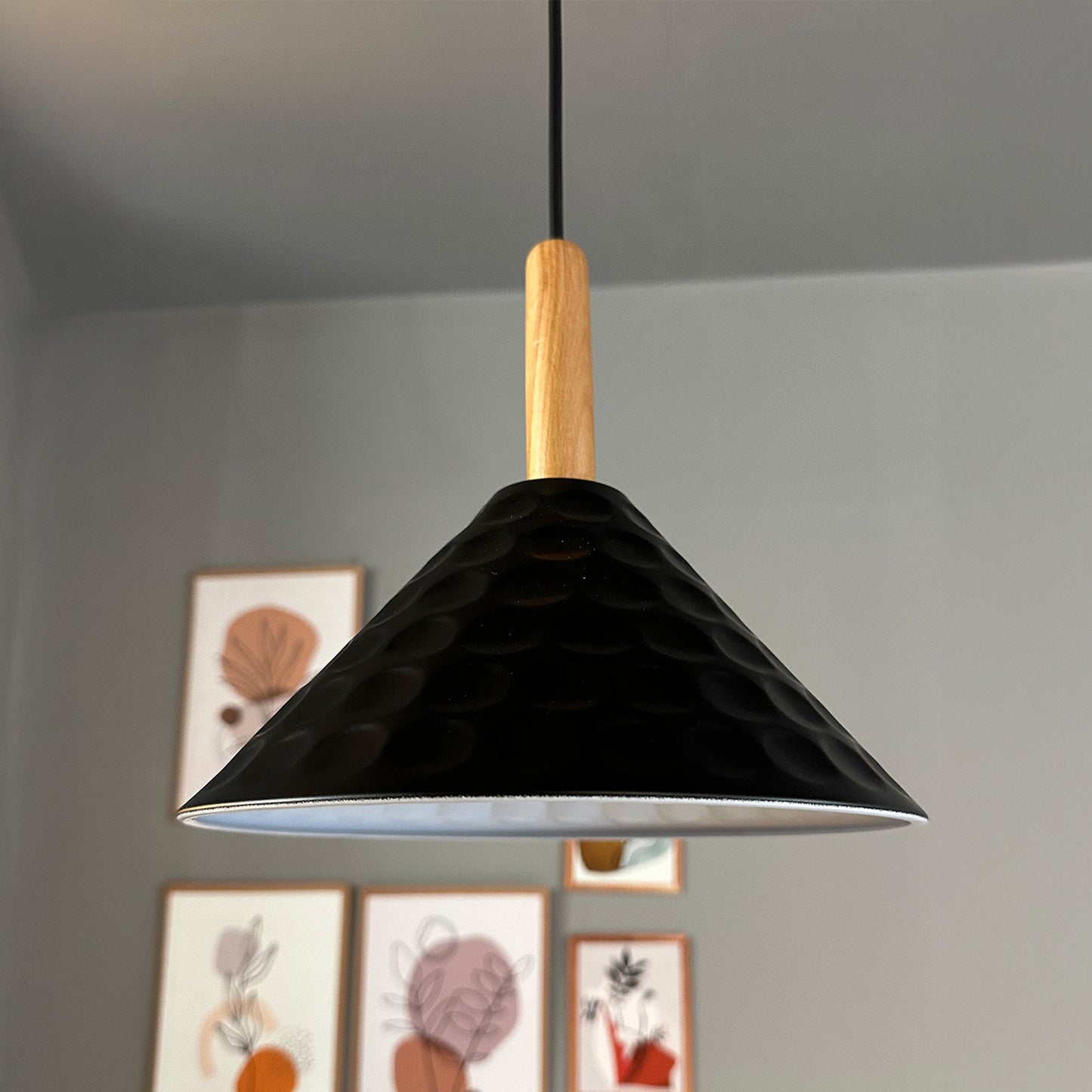 Rummy Pendelleuchte aus Holz, 24 cm Hängelampe Metall E27