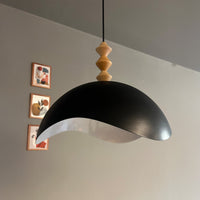 Luna Pendelleuchte aus Holz 40 cm, Hängelampe Metall E27 Moderne Lampe, Skandinavisch Pendellampe