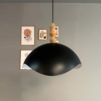 Luna Pendelleuchte aus Holz 40 cm, Hängelampe Metall E27 Moderne Lampe, Skandinavisch Pendellampe