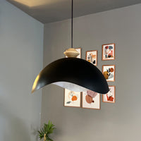 Luna Pendelleuchte aus Holz 40 cm, Hängelampe Metall E27 Moderne Lampe, Skandinavisch Pendellampe