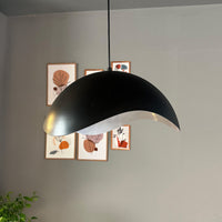 Luna Pendelleuchte aus Holz 40 cm, Hängelampe Metall E27 Moderne Lampe, Skandinavisch Pendellampe