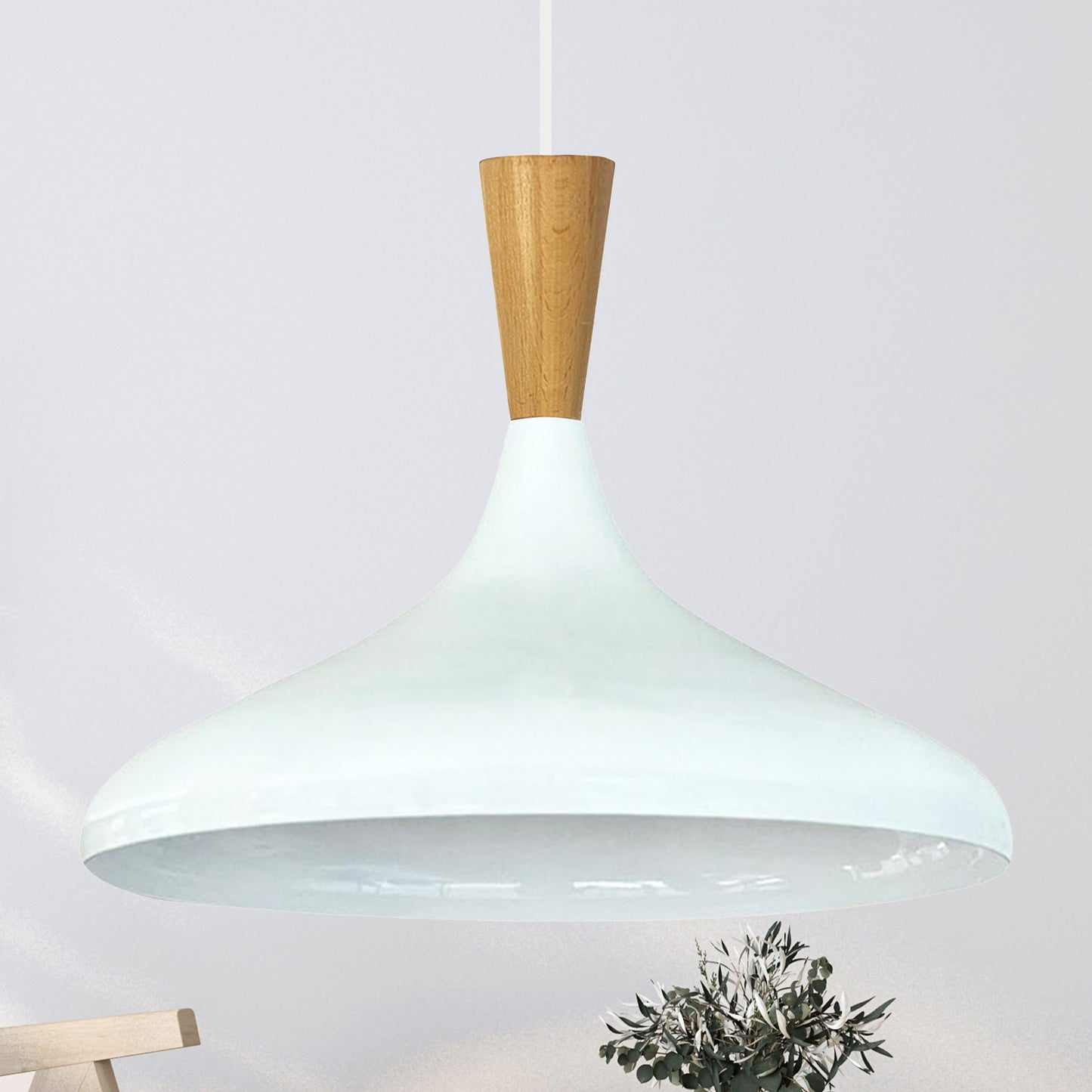 Pendelleuchte Champion Kegel Holz-Kopfteil 35 cm Metall E27 Modern Pendelleuchte