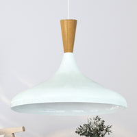 Pendelleuchte Champion Kegel Holz-Kopfteil 35 cm Metall E27 Modern Pendelleuchte