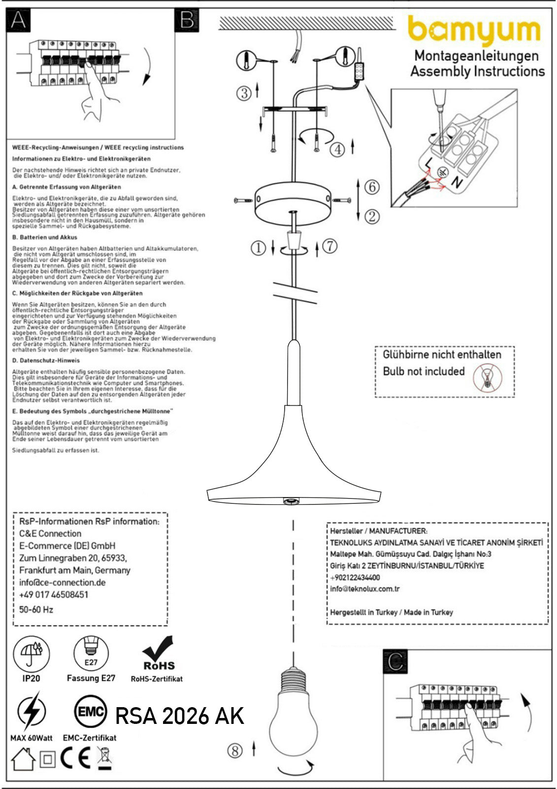 Pendelleuchte Skandinavisch Esstisch Lampe