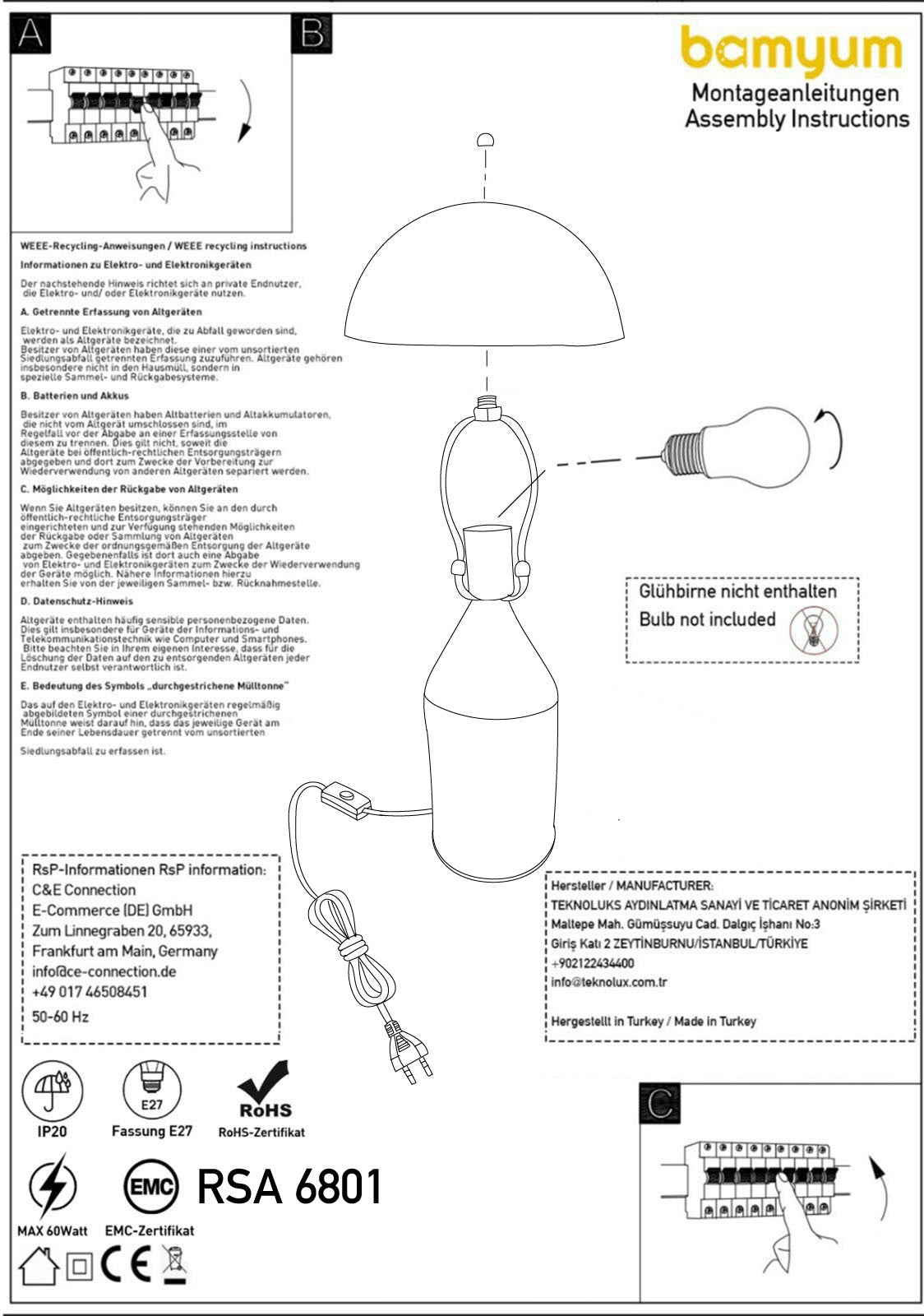 Pilz Tischlampe Metall