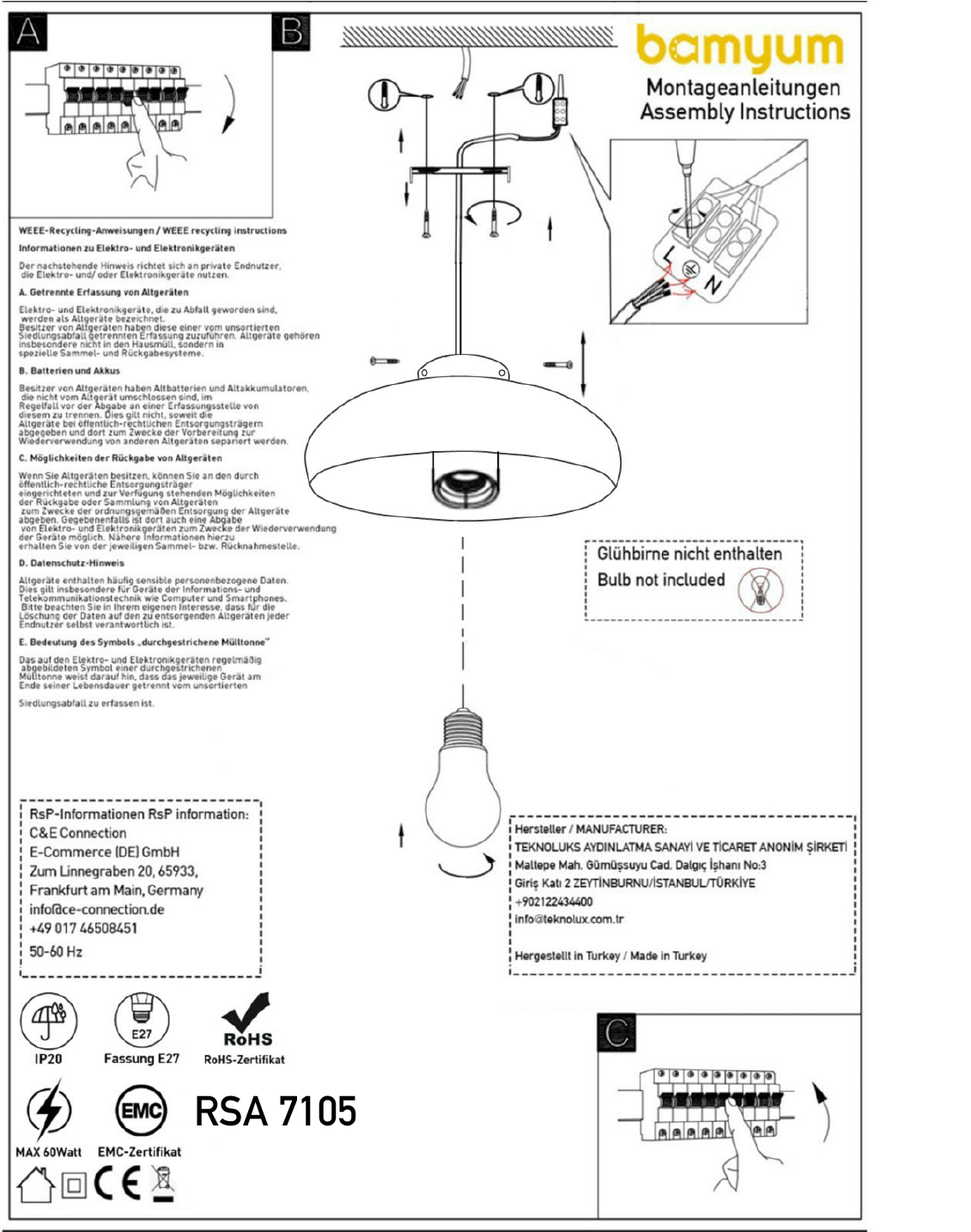 Deckenlampe Metall 1-flammig