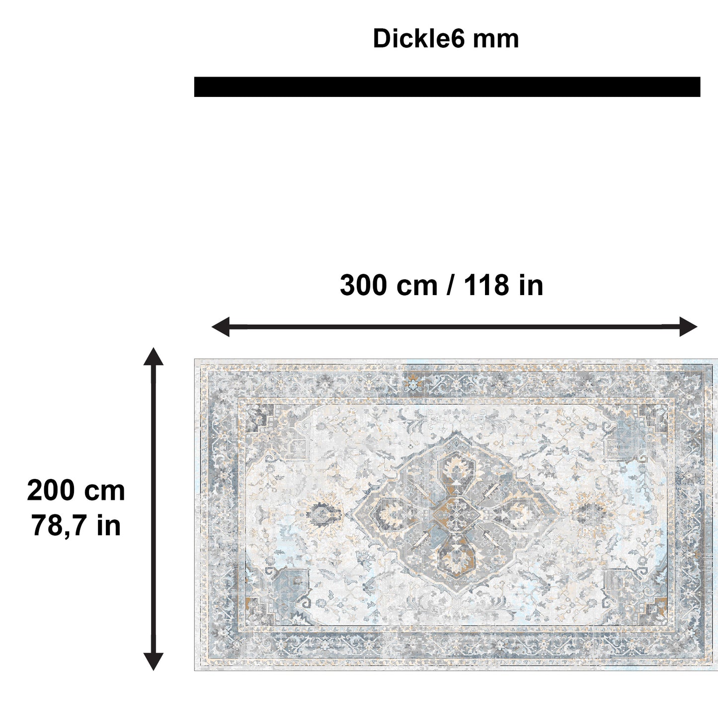 Sarande Bedruckter Teppich Chenille-Druck Maschinell Hergestellt