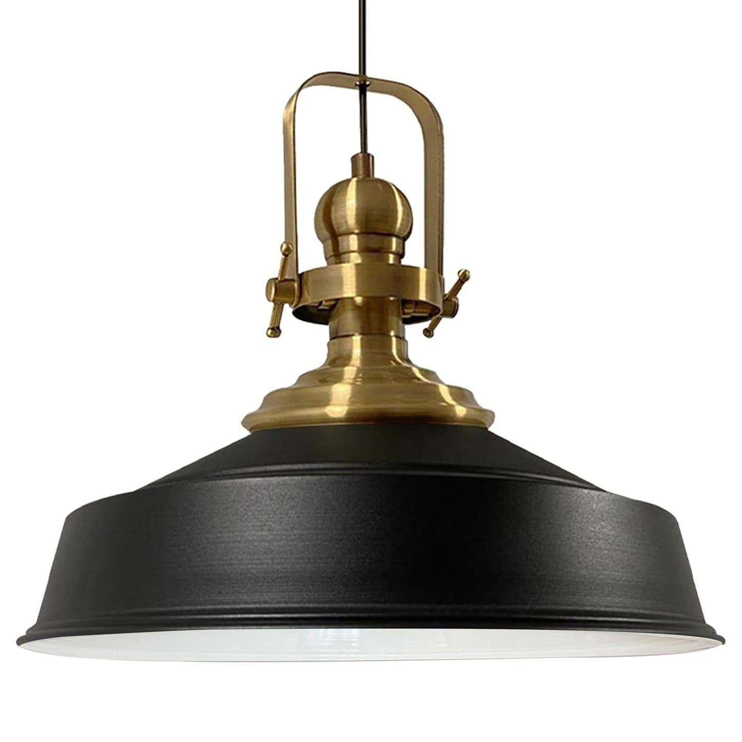 Pendelleuchte Hängelampe Industrial Schwarz Weiß Metall, Ø40cm, E27, Vintage Lampe