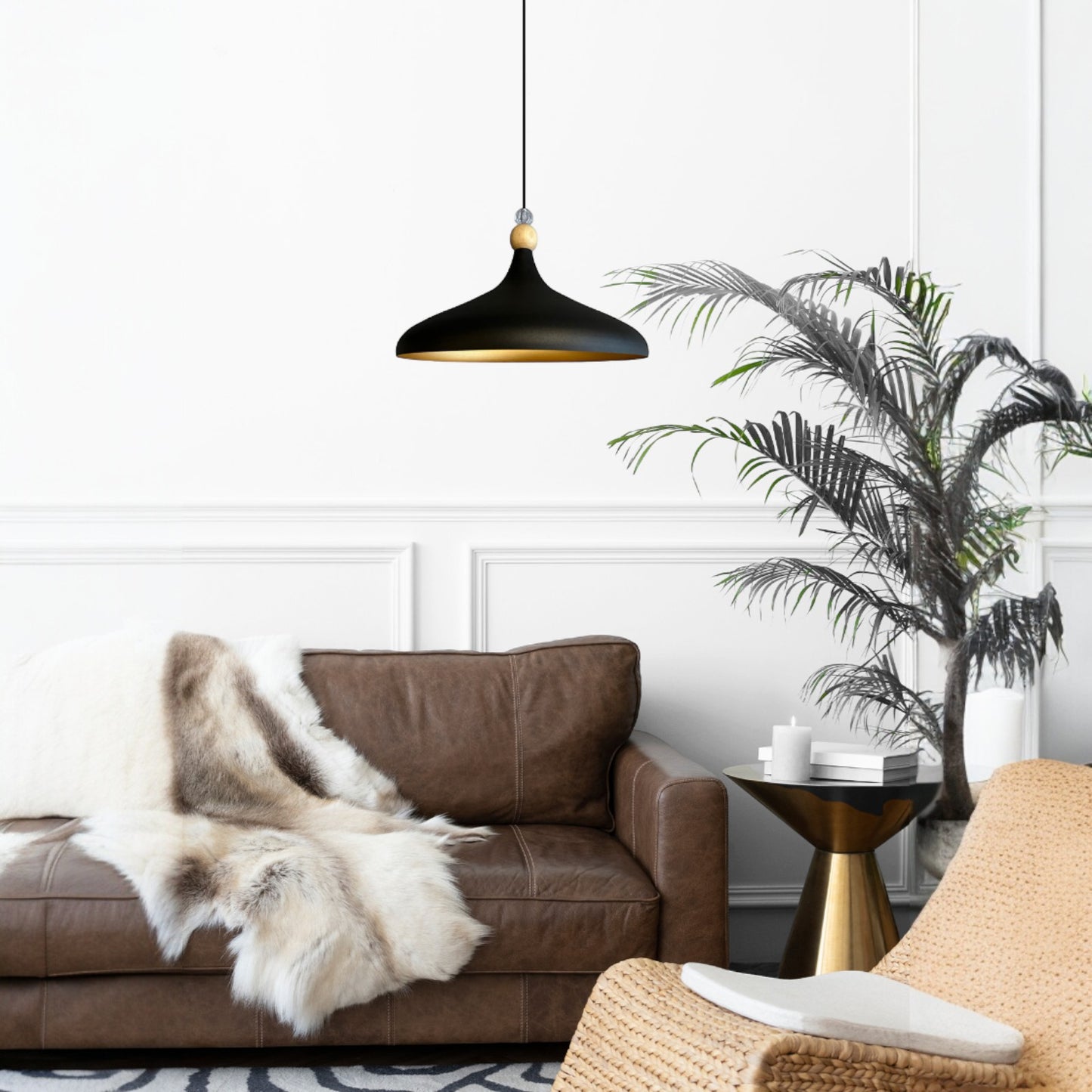 Pendelleuchte Champion Holz Metall, Modern Hängelampe