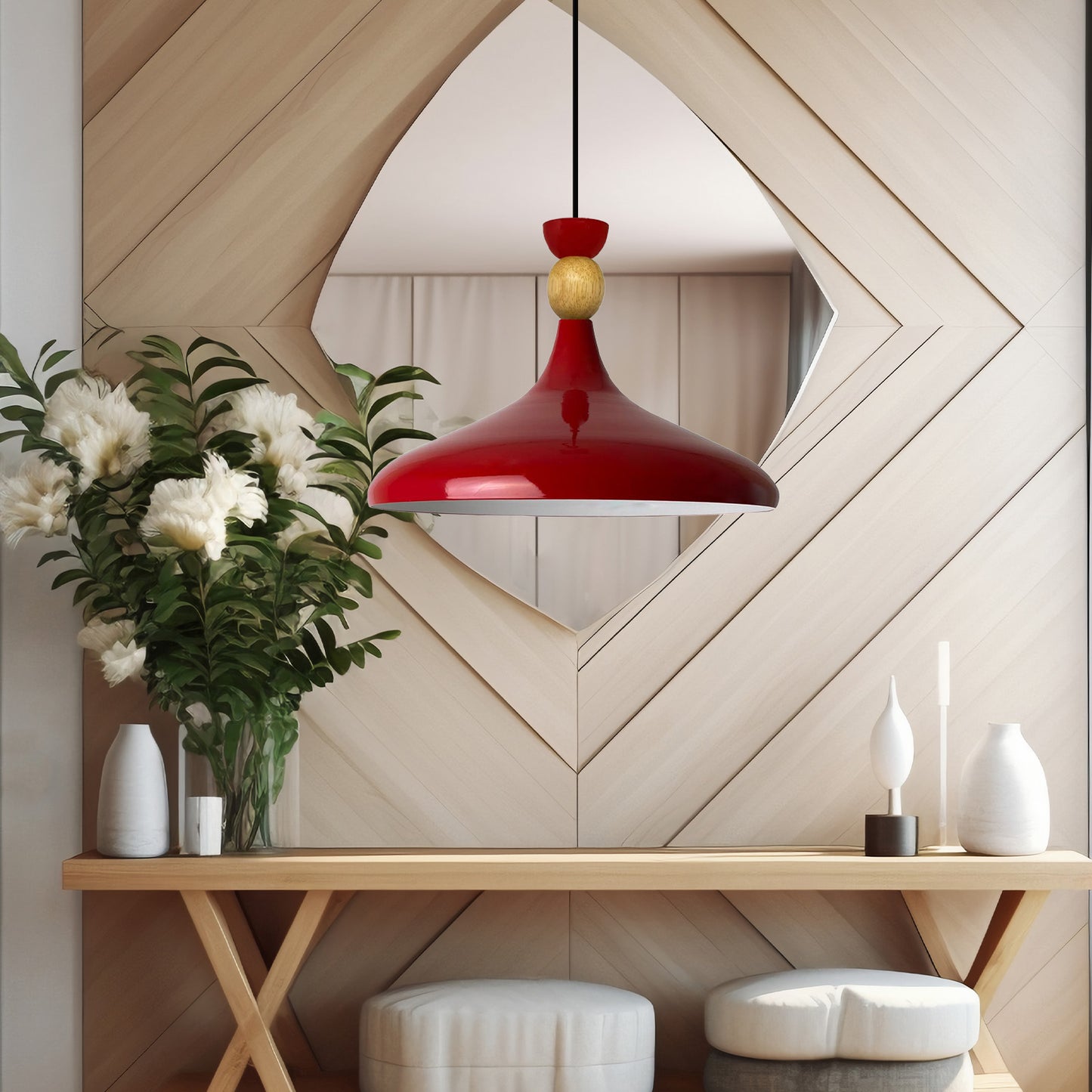 Pendelleuchte Champion aus Holz und Metall, 35 cm Hängelampe