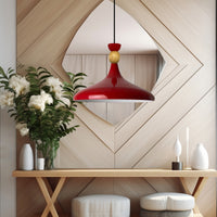 Pendelleuchte Champion aus Holz und Metall, 35 cm Hängelampe