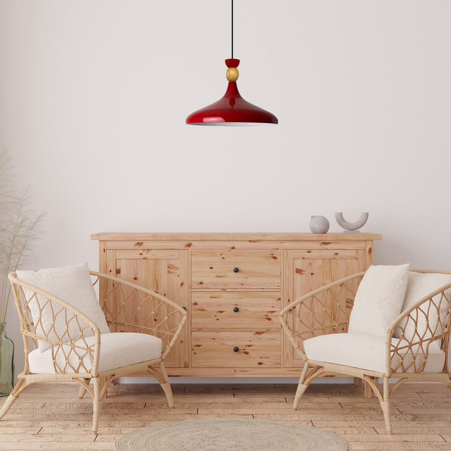 Pendelleuchte Champion aus Holz und Metall, 35 cm Hängelampe