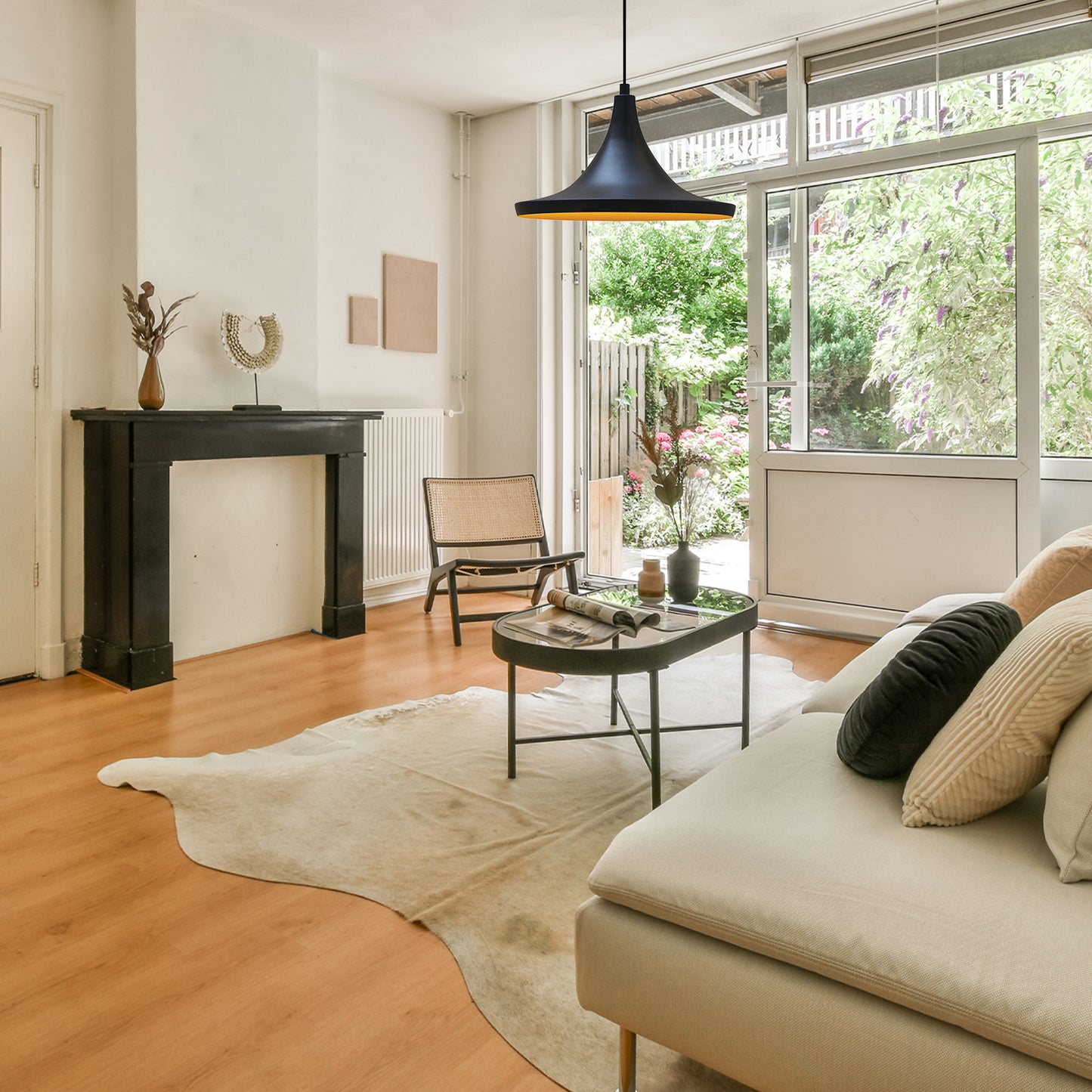 Pendelleuchte Adash Pendelleuchte Schwarz, 1 Flammige Metall Hängelampe Ø26 cm