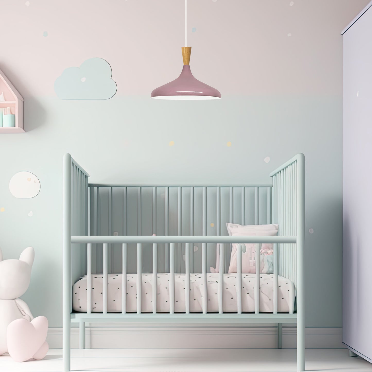 Pendelleuchte Champion Kegel Holz-Kopfteil 35 cm Metall E27 Modern Pendelleuchte