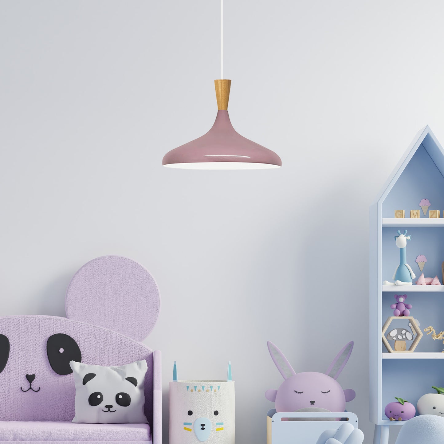 Pendelleuchte Champion Kegel Holz-Kopfteil 35 cm Metall E27 Modern Pendelleuchte