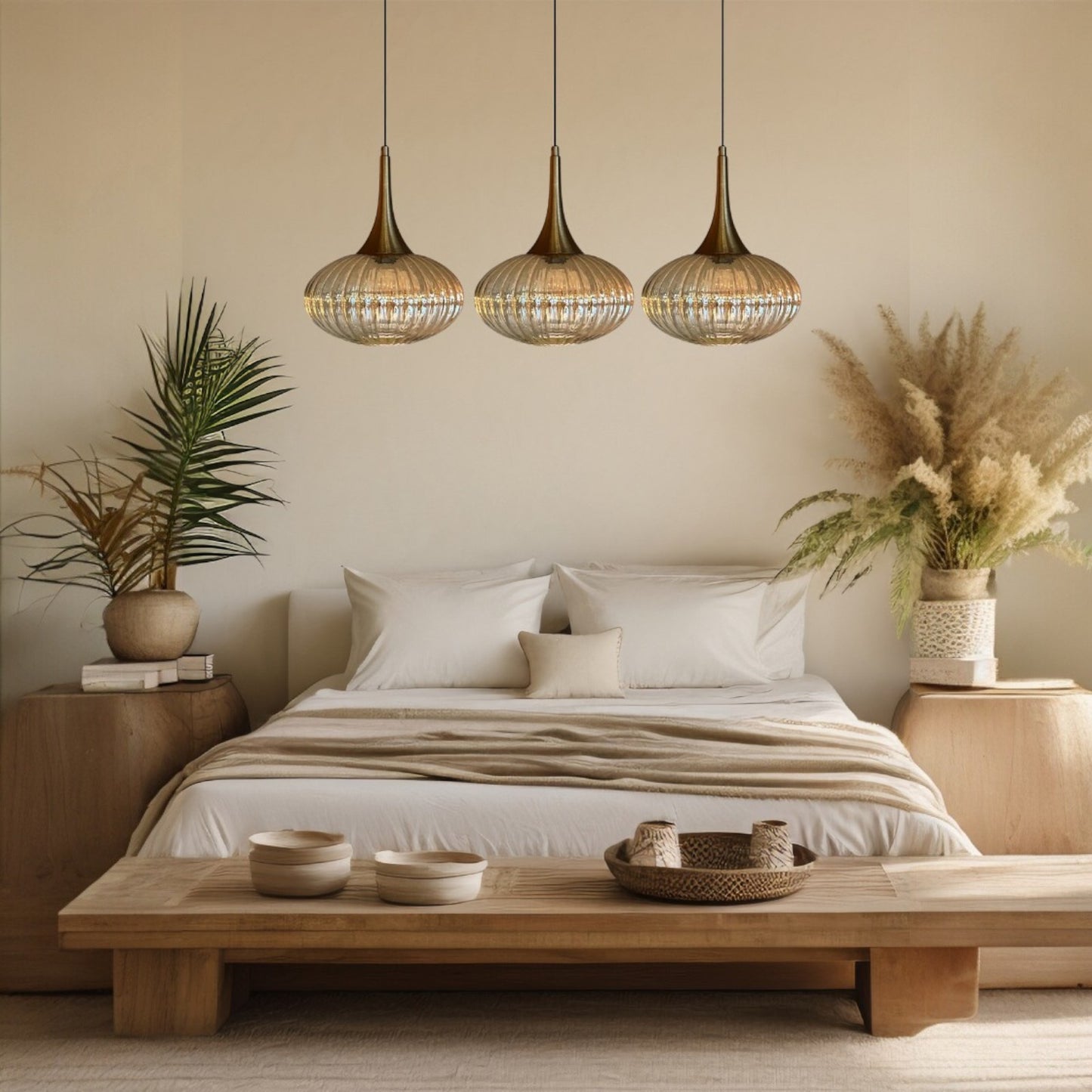 Pendelleuchte Pendelleuchte Elegant Dreifacher Kronleuchter Glas, Retro Hängelampe