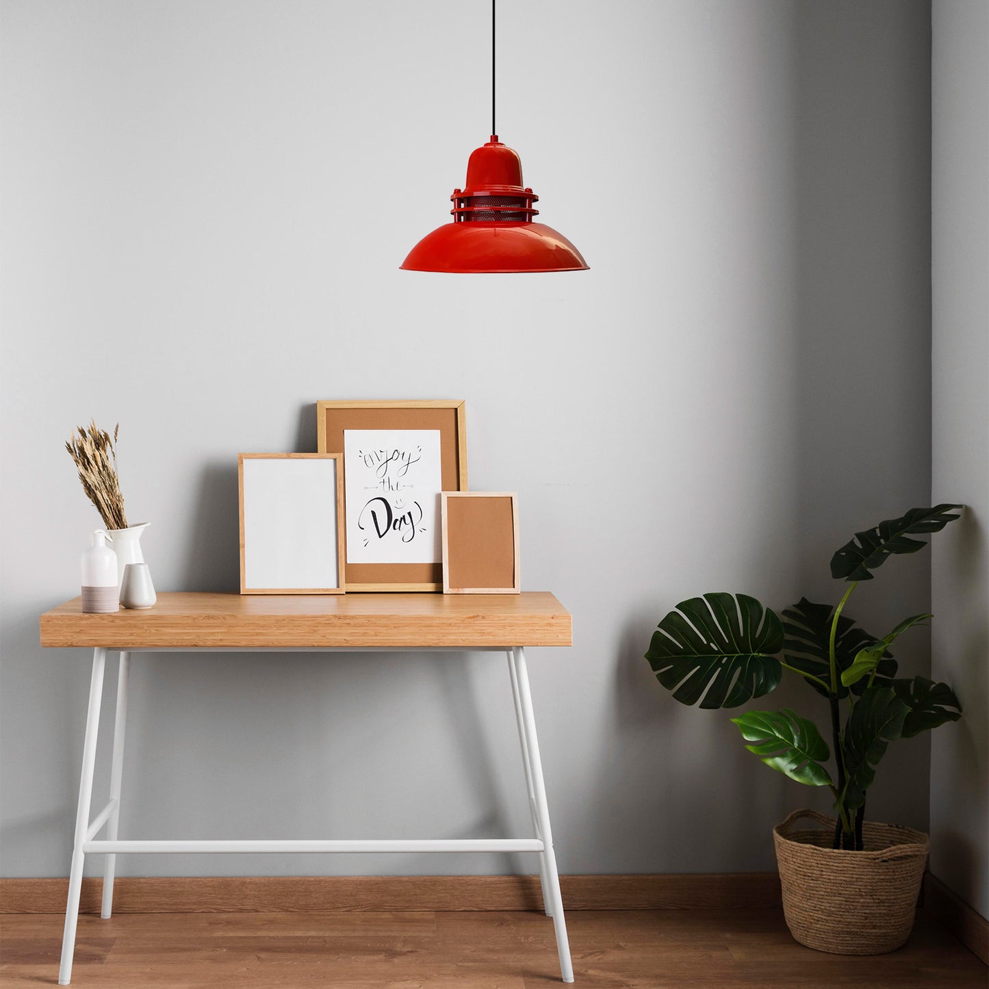 Pendelleuchte Bamyum Hängelampe Rot Metall Ø34 cm E27 Retro Lampe