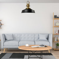 Pendelleuchte Hängelampe Industrial Schwarz Weiß Metall, Ø40cm, E27, Vintage Lampe