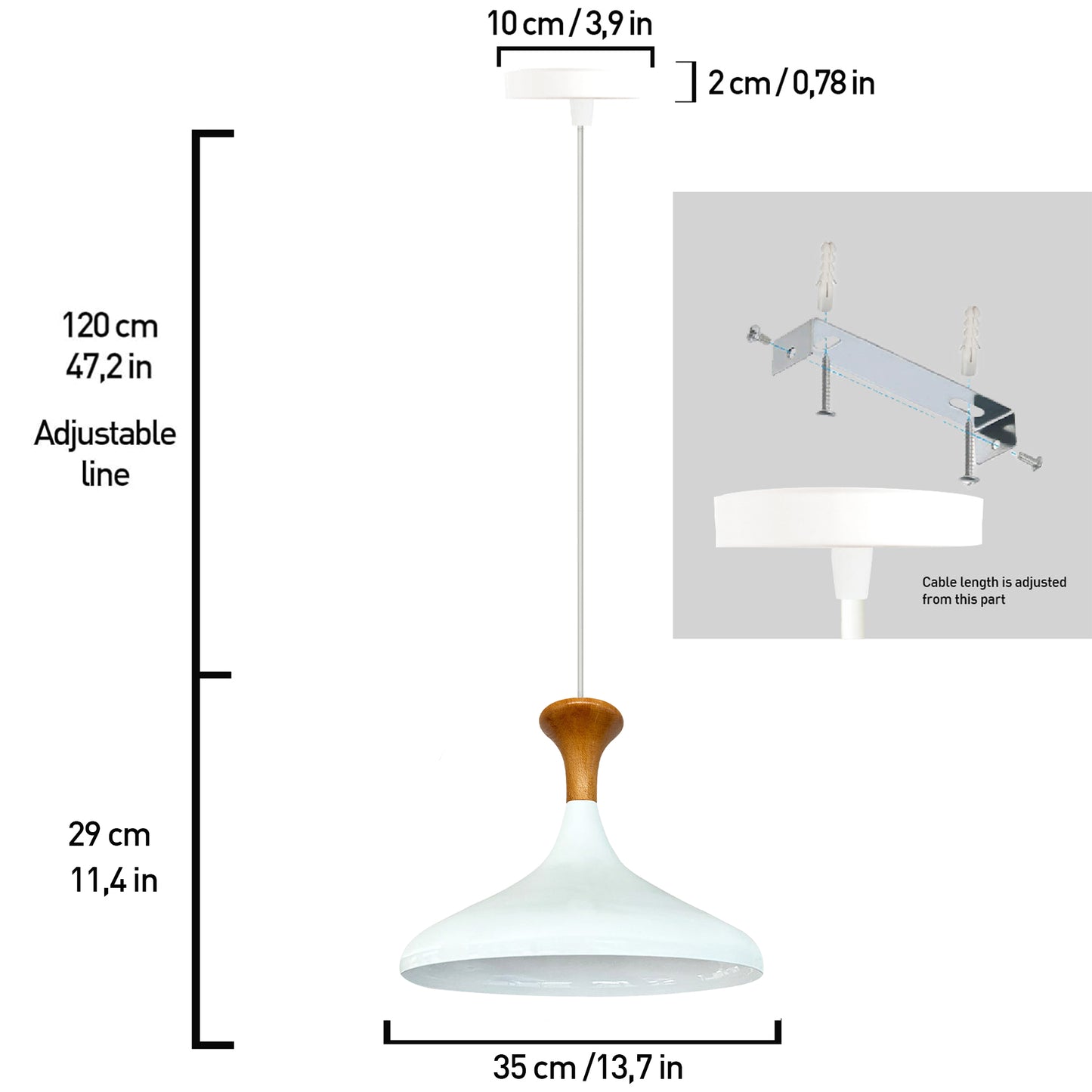 Pendelleuchte Champion Pendelleuchte aus Holz, 35 cm Hängelampe Metall E27