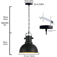 Pendelleuchte Bamyum Pendelleuchte I Ilias I Schwarz Ø30 cm Metall E27 Lampe