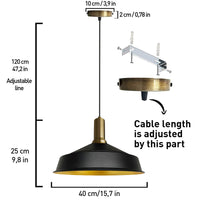 Pendelleuchte Hängelampe AsletlEF Ø40 cm, Pendelleuchte Vintage, E27 Lampe