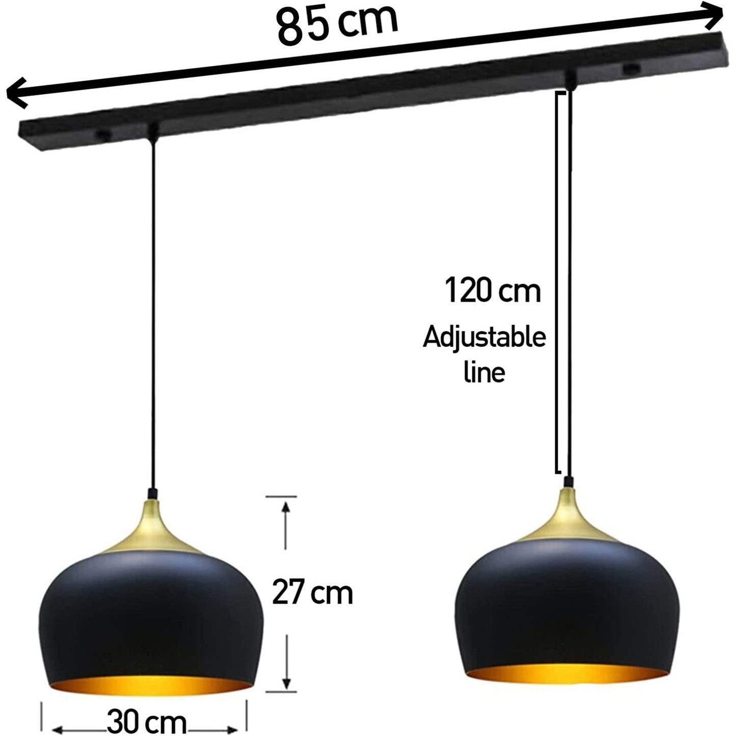 2x Hängelampe E27 Metall