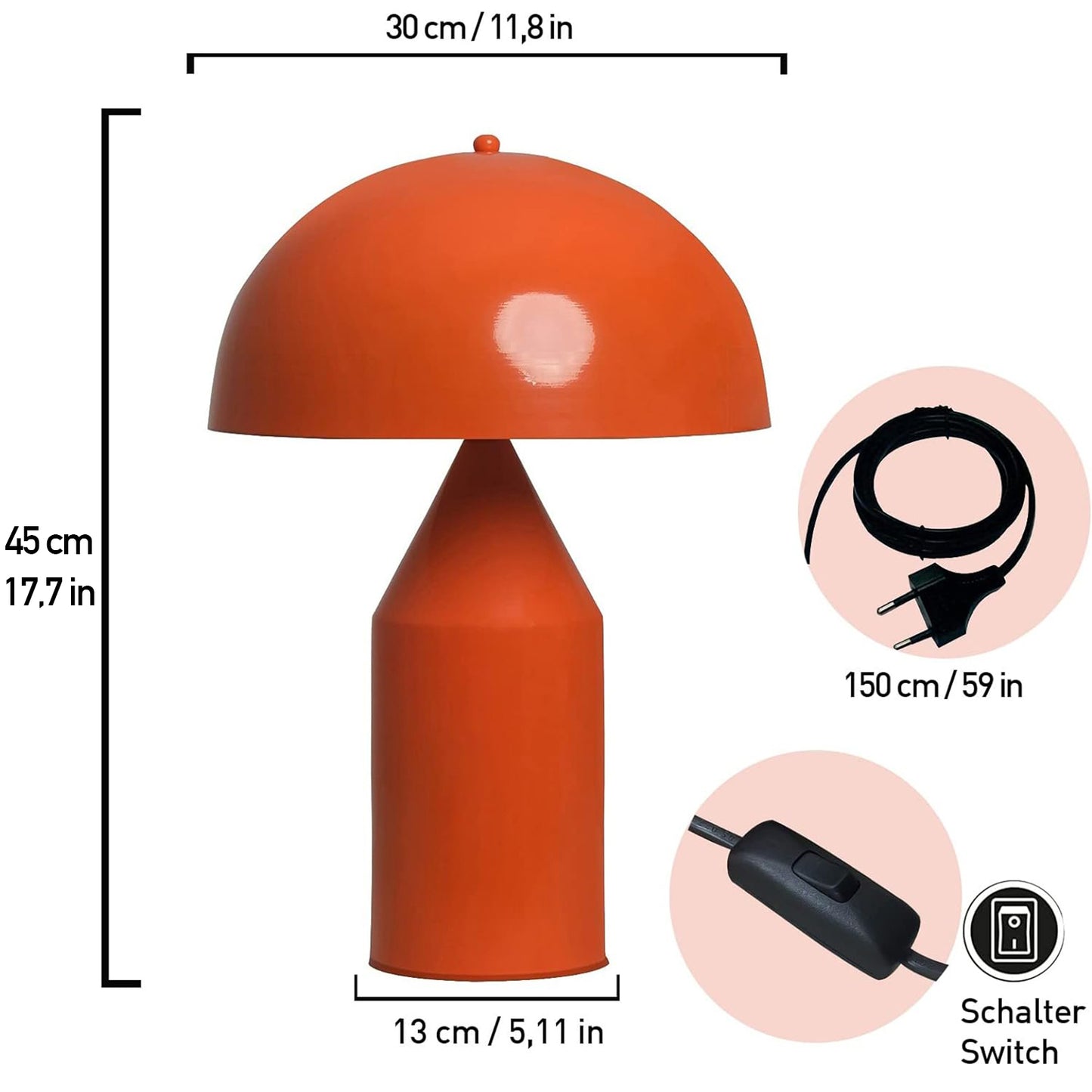 Pilz Tischlampe Metall